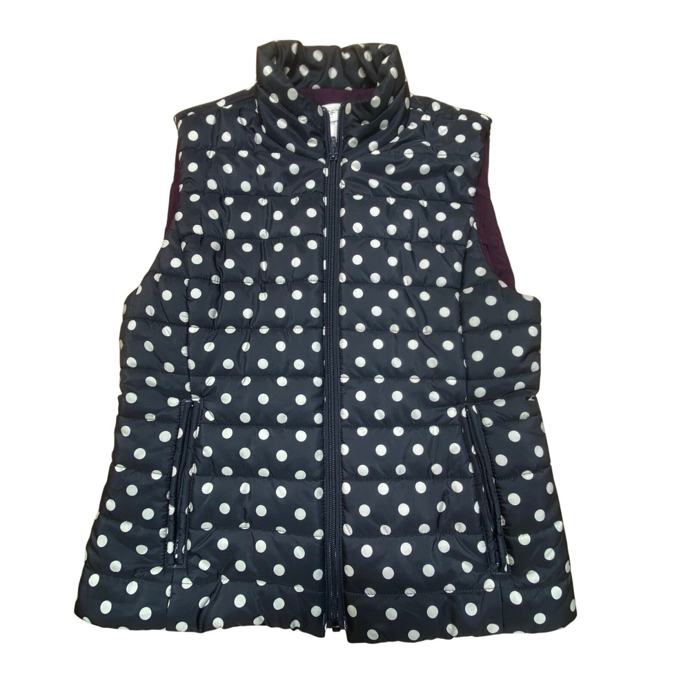 Ann Taylor Loft Polka Dot‎ Puffer Vest Black White Womens Small